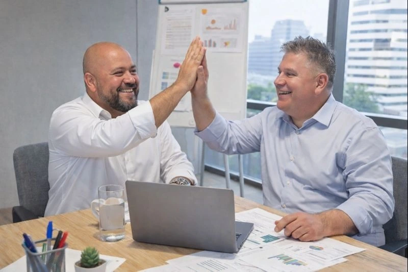 Profesionales de Nayen Kuyen celebrando logros en equipo